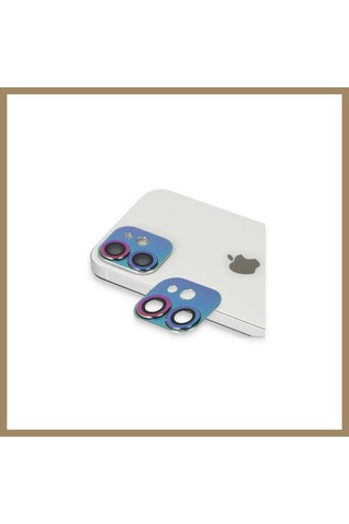 Kahveci.store Apple Uyumlu iPhone 11 Uyumlu Pers Alüminyum Kamera Lens - Rainbow 22 Diğer