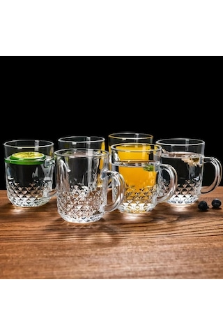 Willowhaven 6 Parça Elmas Desenli Cam Bardak - Sıcak Soğuk İçecekler İçin Çok Amaçlı