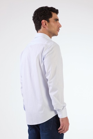 Açık Mavi Kare Desen Regular Fit Uzun Kol Erkek Gömlek Açik Mavi