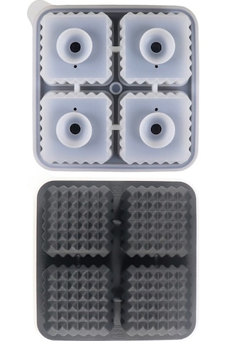 Xiyyadms Gıda Kalitesi Silikon Buzluk - 4 Adet Kare Buz Küpü Kalıbı - Whiskey Ve Kokteyller İçin Yavaş Erime - Ev Ve Bar Kullanıma Uygun - Siyah Çok Renkli