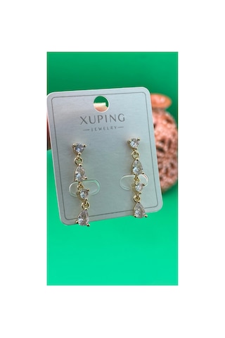 Xuping Rose Gold Renginde Çivi Model Sallantılı Küpe Altın