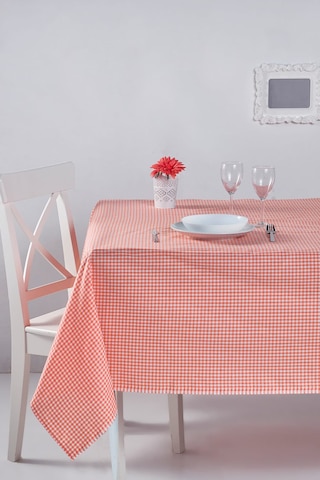 Kareli Desen Pötikareli Masa Örtüsü Turuncu