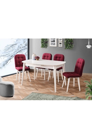 Essen Masa, Etro Sandalye, Beyaz, 130x80 Beyaz