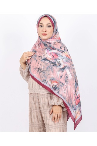 Luissa Bambu Kraş Şal Pastel Desen Bordo