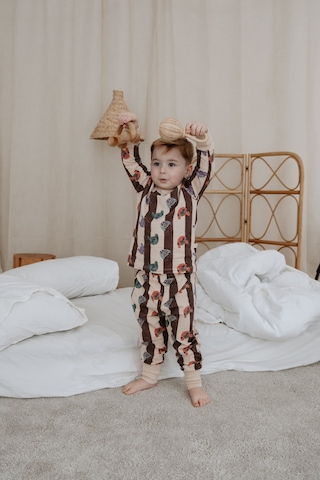 Kazak Baskılı Color Shapes Çocuk Pijama Seti Bej