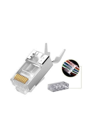 Cat7 Cat6A EZ Yeni Nesil RJ45 Delikli Metal Konnektör - 100 Adet