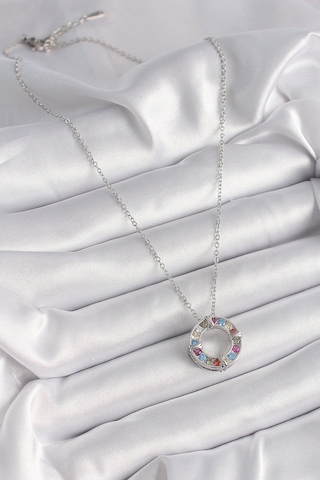 Utterly Good Kadın Kolye 316l Çelik Gümüş Renk Zirkon Taşlı Xoxo Model Metalik