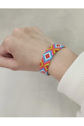 Bileklik Bohemian Etnik Retro Geometrik Dokuma 1 Adet Bilezik Kadın Kız Aksesuar Çok Renkli