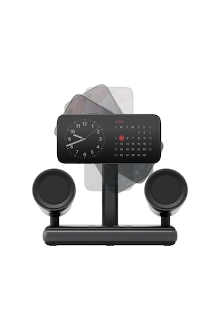 Energea Magaudio 2in1 5w Kablosuz Hoparlörlü Qi2 Destekli 15w Masaüstü Hızlı Şarj Standı - Siyah