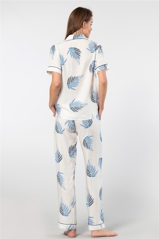 Türen 3604 Kadın Kısa Kollu Dokuma Gömlek Pijama Takım-ekru Ekru