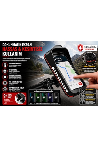Kenly Bisiklet Motosiklet Gidon Telefon Tutucu Çanta Dokunmatik Su Geçirmez Navigasyon Aparatı