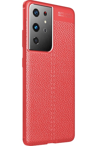 Microsonic Samsung Uyumlu Galaxy S21 Ultra Kılıf Deri Dokulu Silikon