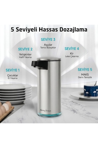 Demy Haus Sensepro Sensörlü Otomatik Sıvı Sabunluk Şarjlı Pasla Metalik Gri