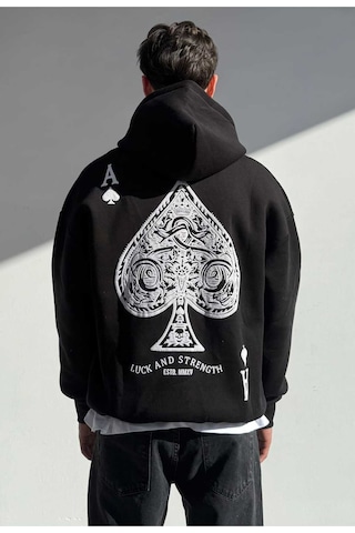 Zaee A Baskılı Oversize Premium Sweatshirt siyah