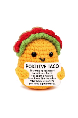 Mufunye El Yapımı Örgü Taco Tavuk Bebek - Duygusal İçecek, , 5x5x7.5cm, 14g, Opp Çanta Sarı