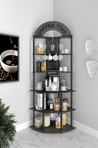 Ristretto Kahve Köşesi Rafı Siyah Siyah