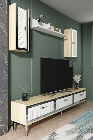 Tvr1801dbs - Tuna Tv Ünitesi Safirmeşe-beyaz Sılver 180cm Safirmeşe - Beyaz - Sılver
