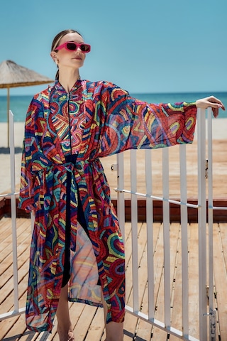 Remsa Mayo Remsa Tesettür Mayo Üzerine Tek Kaftan Kimono Pareo Lacivert01 Rp029 Tuna Lacivert01