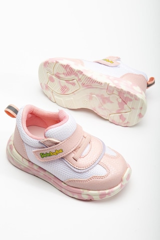 Şirin Bebe Şirinbebe Ortopedik Kız Bebek İlk Adım Spor Ayakkabı Pembe Cırtlı Anorak Malzeme-3710 Pembe