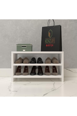 Kenzlife Kapaklı Ayakkabılık Bosnevi Mat Beyaz Suntalam 035 060 30 Altı Çift Ayakkabı Kapasitesi Arkalıksız Beyaz