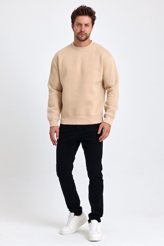 Tarz Cool Erkek Yumuşacık Kumaşlı Regular Fit Yuvarlak Yakalı Sweatshirt Taş