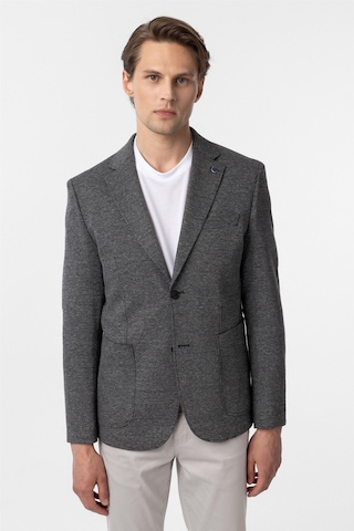 Süvari Siyah Slim Fit Desenli Mono Yaka 6 Drop Ceket-33889 Siyah