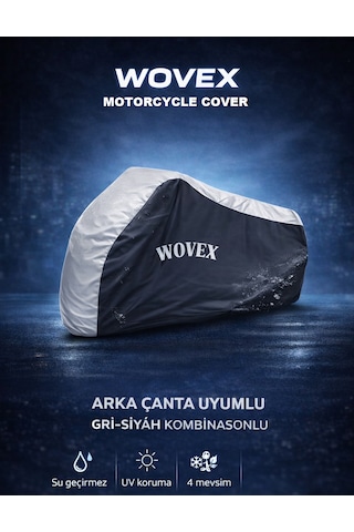 Wovex Honda Forza 250 Nss250 Motosiklet Branda Gri-siyah Kombinasyonlu Topcase Uyumlu Motor Brandası