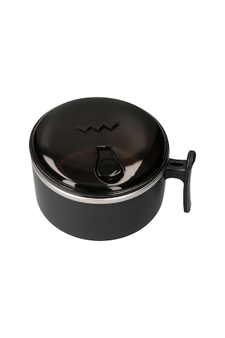 Neevoyu 1000ml Kapasiteli Çelik Lehimli Isı Yalıtımlı Microwave Uygun Yemek Kasesi, Sıcak Tutucu Kollü, Yıkama Makinesi Güvenli, Siyah Siyah