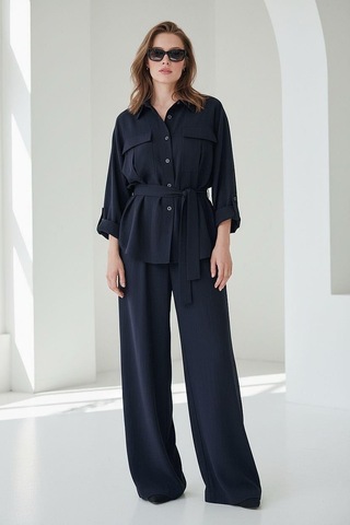 Seeh Siyah Uzun Kollu Oversize Kadın Takım Sh338 Standart