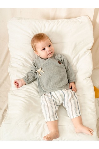 Müslin Kruvaze Takım Şık Ve Rahat Tasarım 1-12 Ay Kd53219 Gri