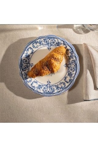 Fecra Majestic Blue 6 Parça Pasta Tabağı Seti Beyaz - Mavi