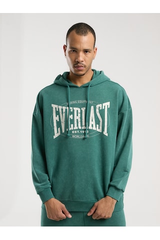 Everlast Authentic Boxing Oversize Koyu Yeşil Erkek Kapüşonlu Sweatshirt Koyu Yeşil