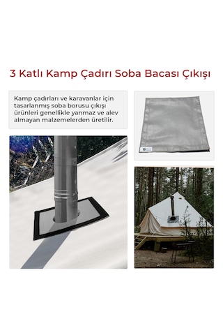 Kamp Çadırı Soba Bacası Çıkışı 2 Katlı 30x30cm