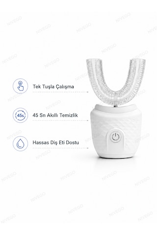 Nıvego U Tipi Sonic Otomatik Diş Fırçası 45 Saniyede 360 Temizlik - U Şekilli Diş Fırçası Şarjlı