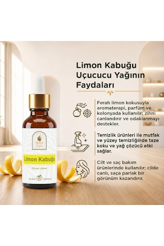 Limon Kabuğu Uçucu Yağı 10 Ml %100 Saf, Ferahlatıcı Ve Canlandırıcı Etki 10 ML