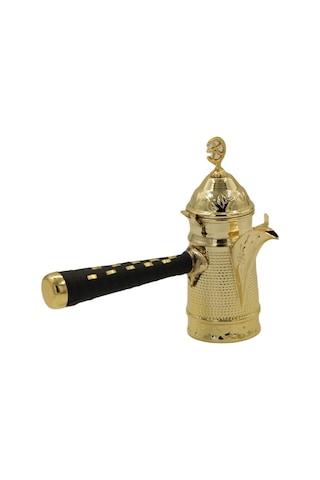 Sarı Bakır Dövme İşlemeli Mırra Cezve 20 Cm