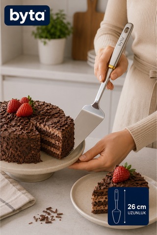 Paslanmaz Çelik Kek, Pasta Ve Börek Servis Spatulası 26 Cm Gri