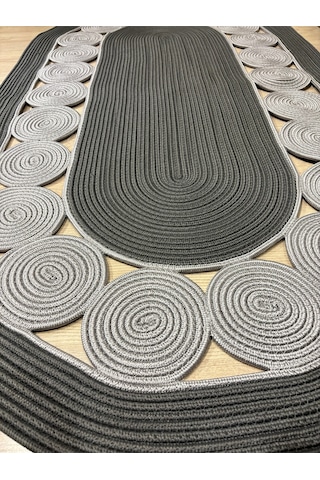 Cookie Jüt Hasırlı El Örgüsü Kilim Antrasit - Gri