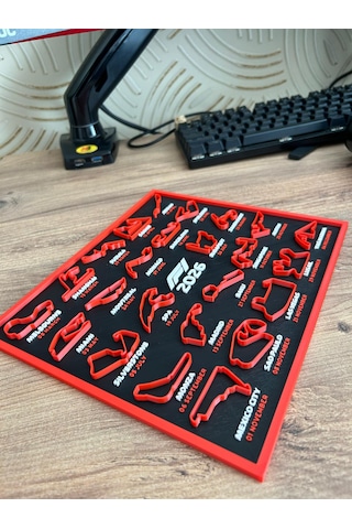 Formula 1 2026 Takvimi 3d Pist Tablosu 22x25 Cm Masaüstü Standlı & Duvara Asılabilir Çerçeve Siyah