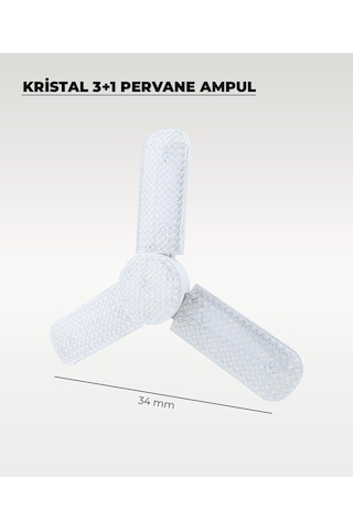 40w Kristal Pervane 3+1 Kanatlı Ampul 6500k Beyaz Işık 1 Adet