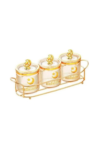 Trendooze Düğünlik Kavanoz Şekerlik, Mutfak Tatili Kehribar, Unik Design Kehribar