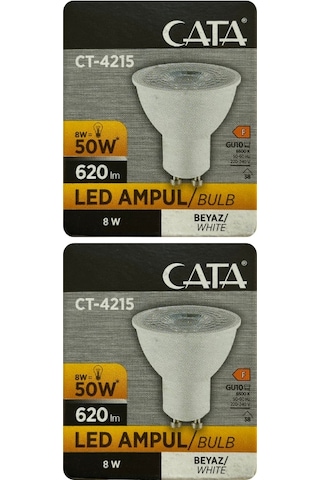 2 Adet Cata 8w 50w 6500k Beyaz Işık Gu10 Duylu Led Spot Ampul