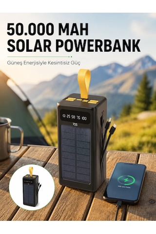 Güneş Enerjili Powerbank Dijital Göstergeli Taşınabilir Güç Kaynağı Yeni Nesil 30.000 Mah 85941853