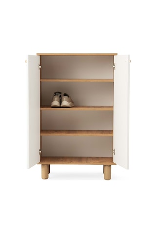 Mobilgen Beyaz - Ceviz Bohem Ayakkabılık Beyaz - Ceviz