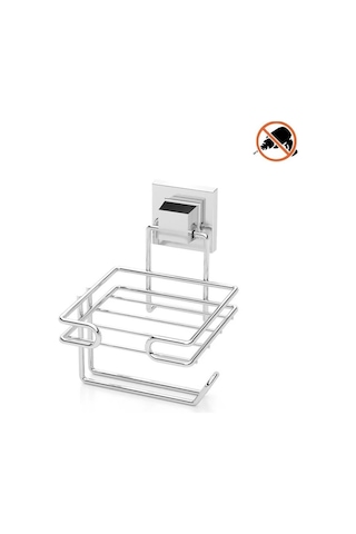 Tekno Tel Ef-275 Krom Yedekli Tuvalet Kağıtlık Yapışkanlı/vidalı Deliksiz Metal Wc Tutucu Krom