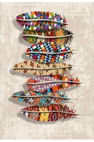 Krem Dijital Baskı Halı Makinede Yıkanabilir Halı Krem