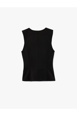 Koton Slim Fit Kolsuz Bisiklet Yaka Düğme Detaylı Yelek Siyah 6wal90042ık Siyah