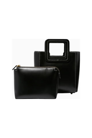 Staud Mini Shirley Tote Bag Kadın Deri Çanta, Şık Ve Çok Yönlü Omuz Çantası Siyah