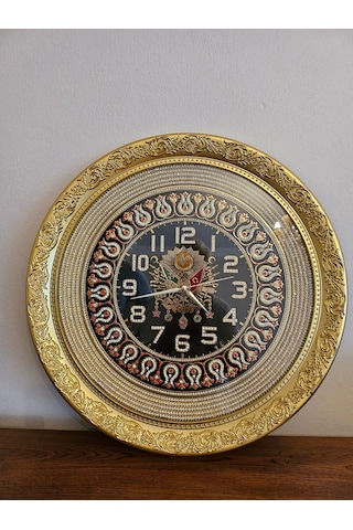 Osmanlı Tuğralı Kırmızı Laleli Gold Saat Renkli