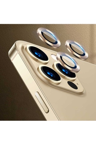 Apple Uyumlu iPhone 13 Pro Max Zore Cl-02 Kamera Lens Koruyucu Gold